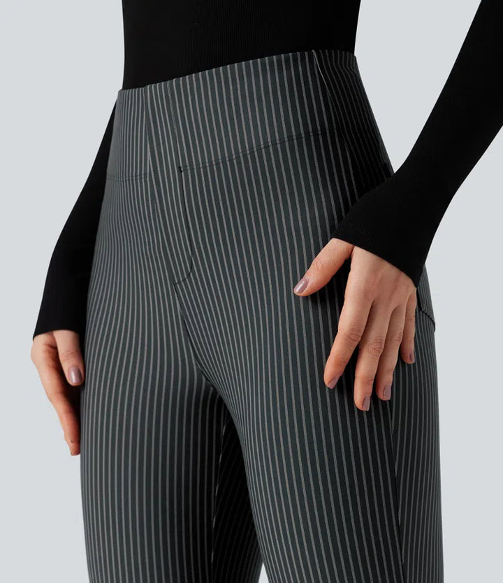 Halara Flex High Waisted Striped Work Flared Trousers with Pockets