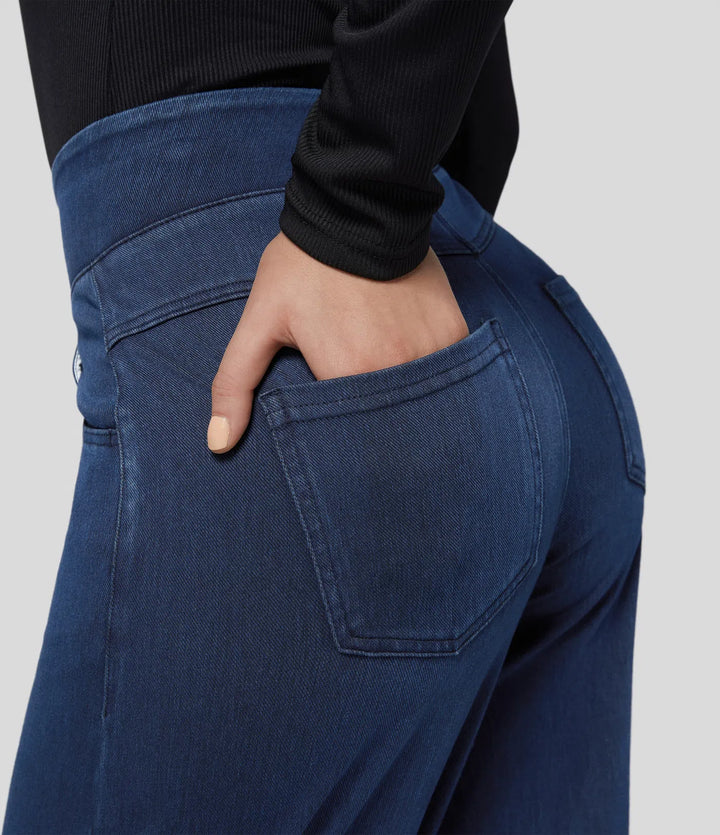 Halara Flex High Waisted Pockets Wide Leg Loose Work Jeans