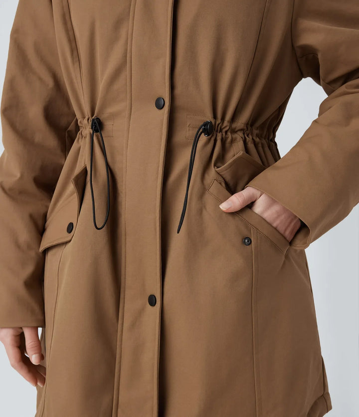 Hooded Drawstring Fleece Casual Parka Sherpa Jacket with Pockets