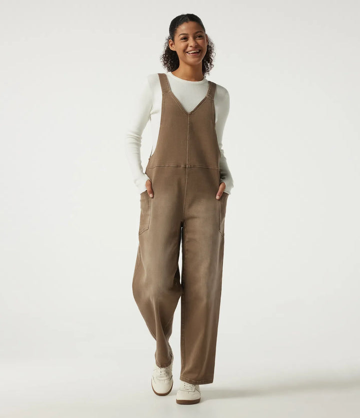 V Neck Baggy Colorful Denim Casual Cotton Overalls with Pockets