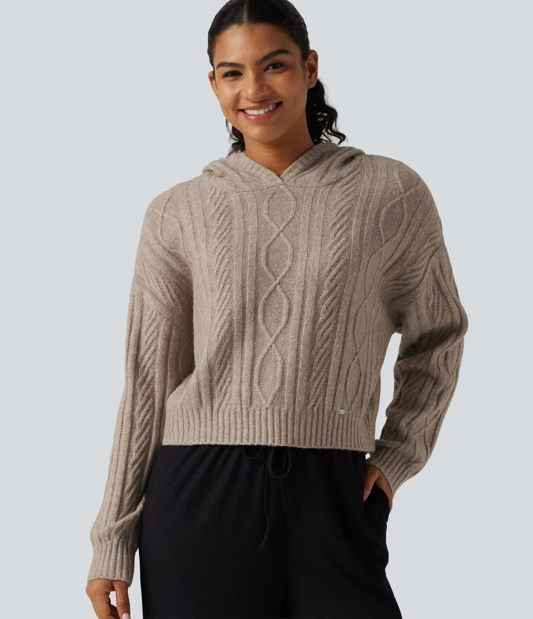 Cable Knit Hooded Long Sleeve Lounge Jumper