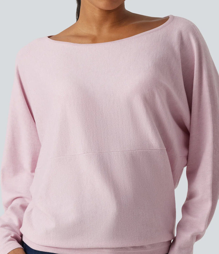 Boat Neck Long Sleeve Casual Jumper