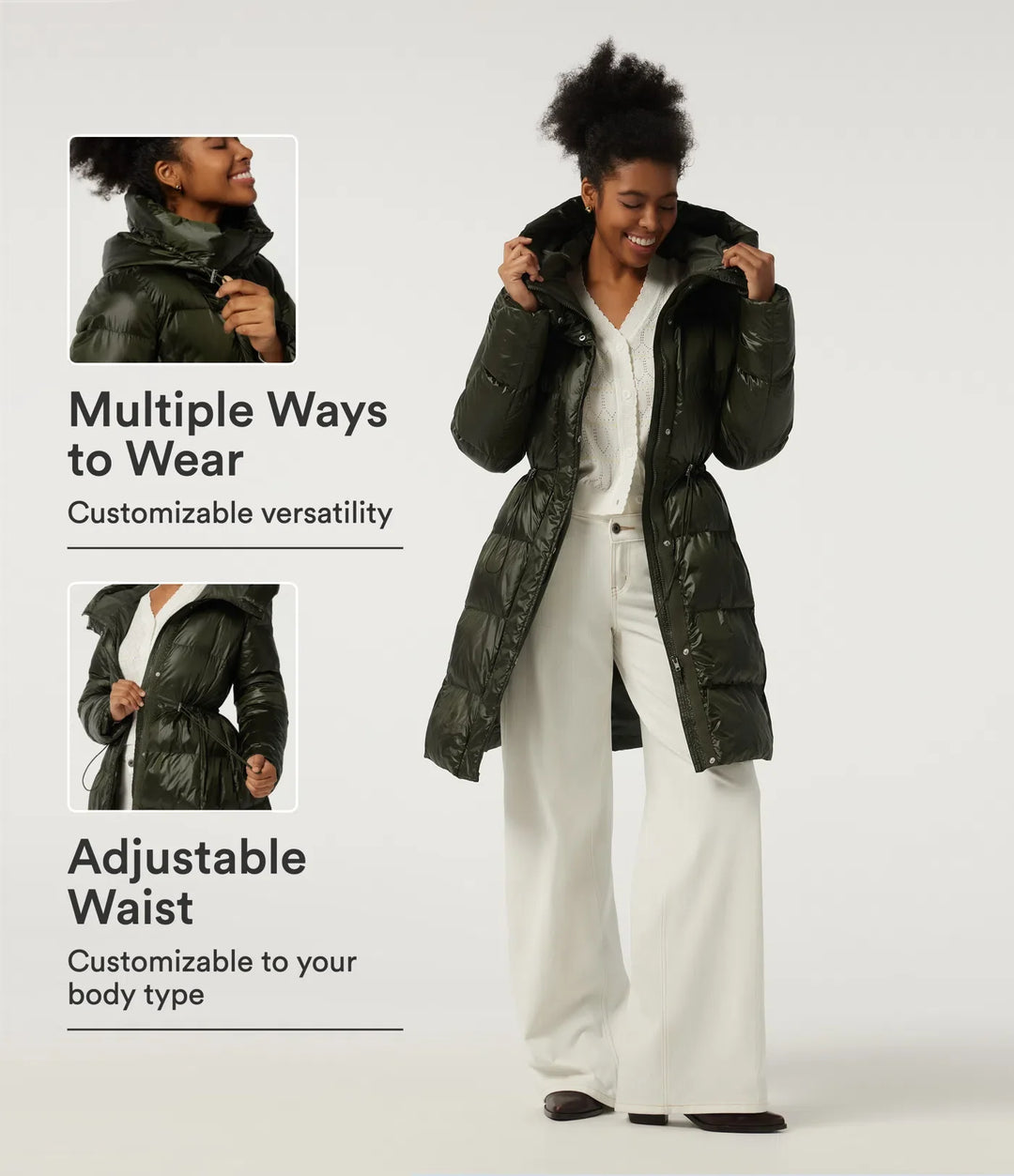 Hooded Long Sleeve Quilted Puffer Work Padded Jacket with Pockets