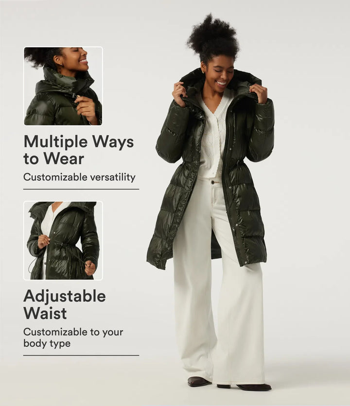 Hooded Long Sleeve Quilted Puffer Work Padded Jacket with Pockets