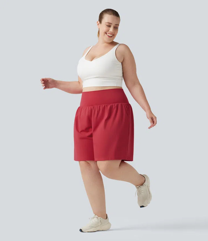 Plus Size SoftlyZero Airy Super High Waisted 2-in-1 Cool Touch Yoga Shorts 9&