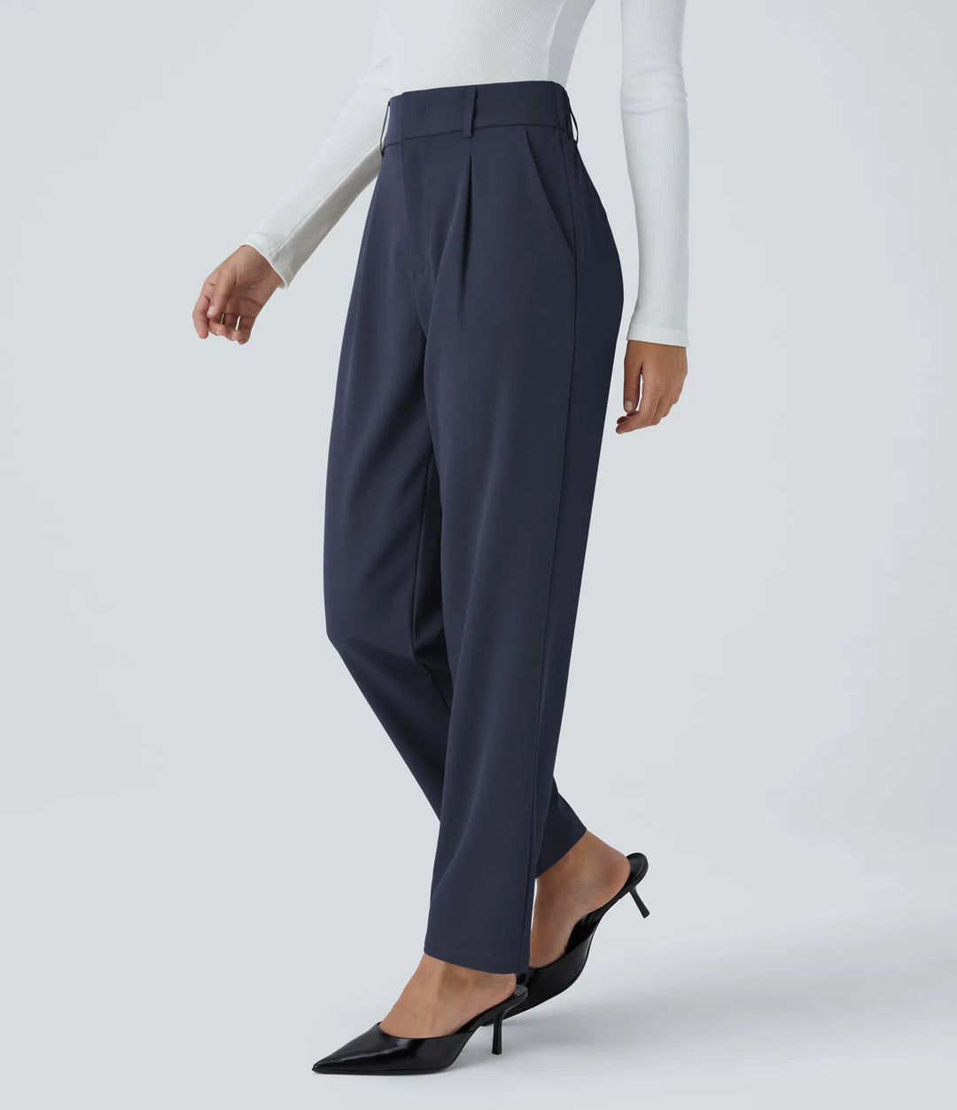 Halara Flex High Waisted Pocket Solid Work Tapered Trousers