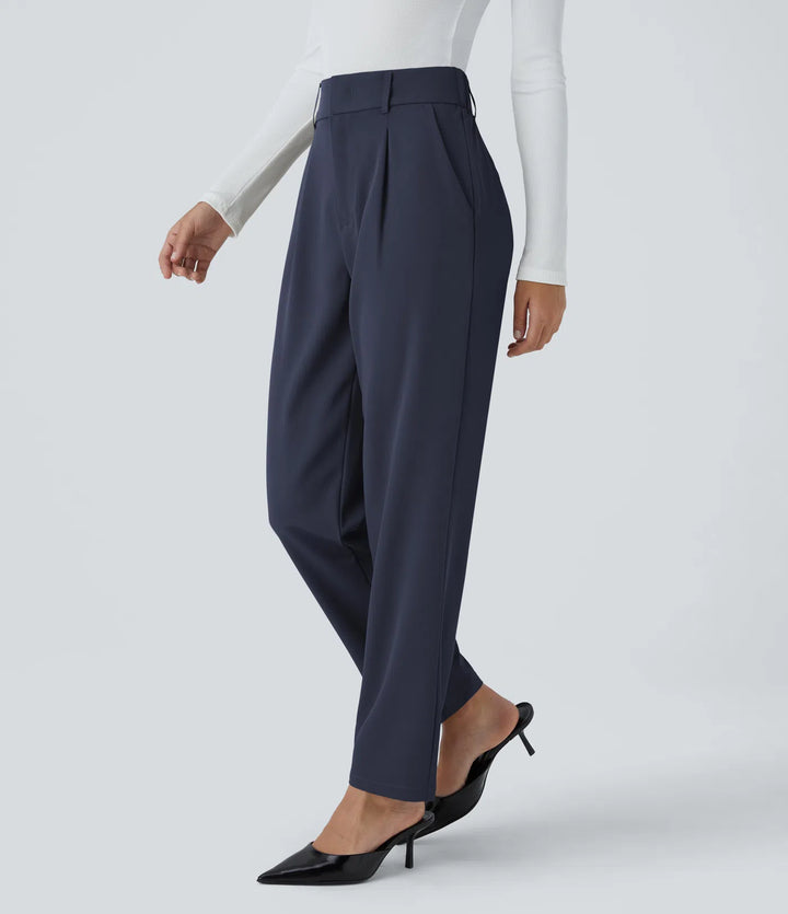 Halara Flex High Waisted Pocket Solid Work Tapered Trousers