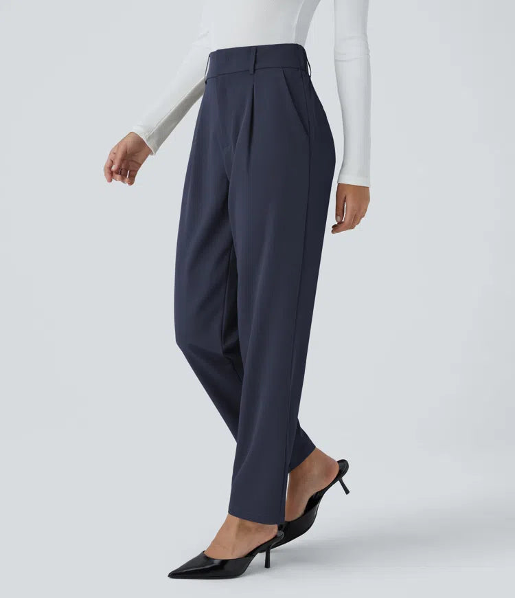 Halara Flex High Waisted Pocket Solid Work Tapered Trousers