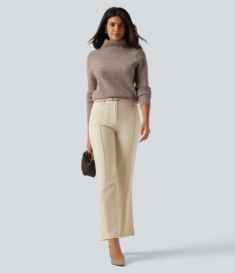 High Neck Long Sleeve Slim Work Jumper