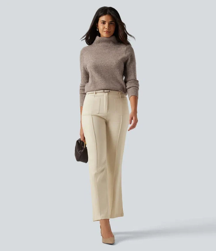 High Neck Long Sleeve Slim Work Jumper