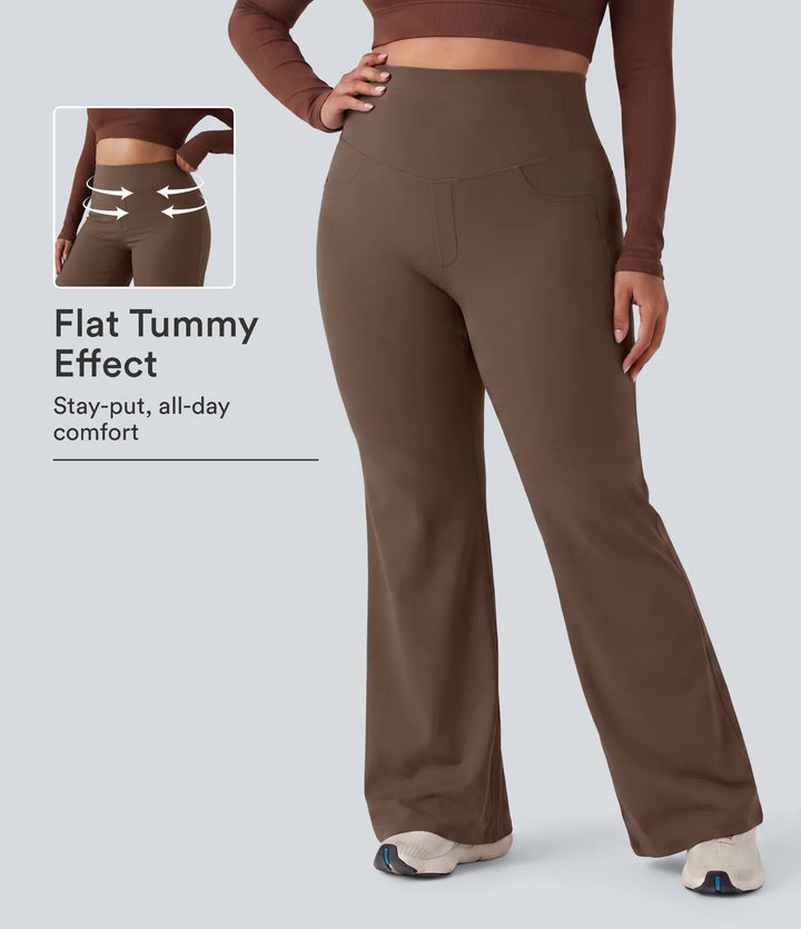 Plus Size DayStretch High Waisted Tummy Control Wide Leg Baggy Yoga Trousers with Pockets