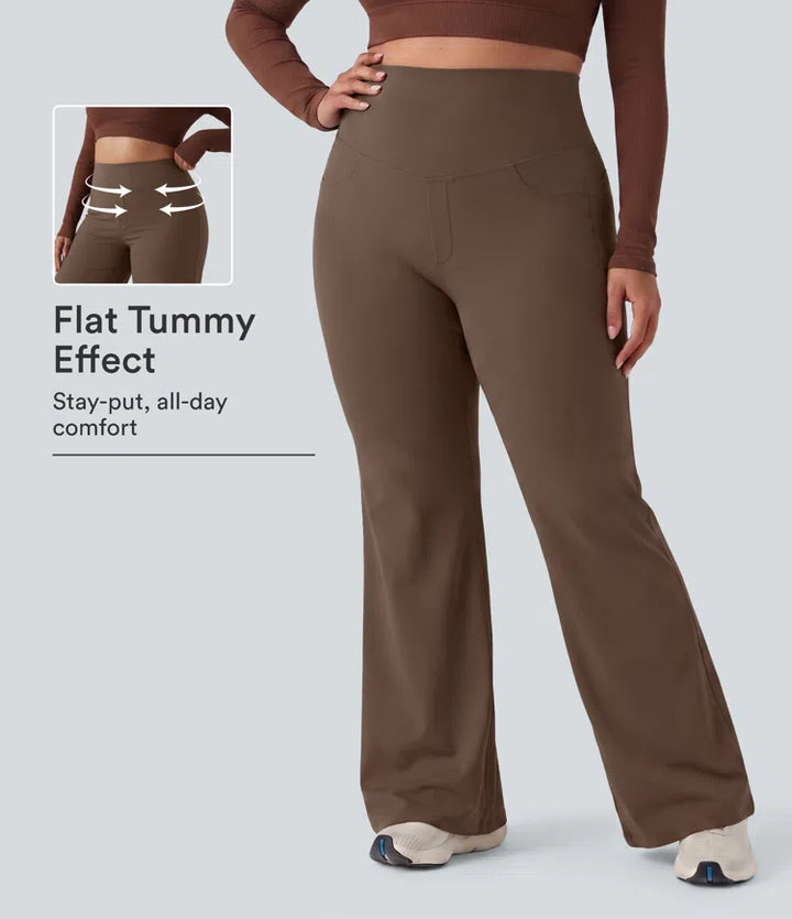 Plus Size DayStretch High Waisted Tummy Control Wide Leg Baggy Yoga Trousers with Pockets