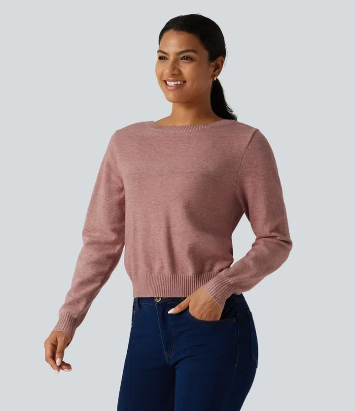 Round Neck Long Sleeve Twisted Casual Jumper
