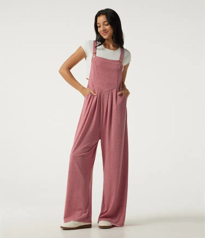 Heathered Casual Overalls with Pockets