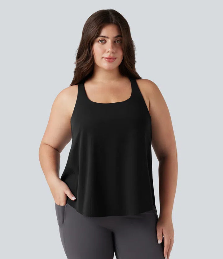 Plus Size Halara UltraSculpt Round Neck Curved Hem Running Tank Top