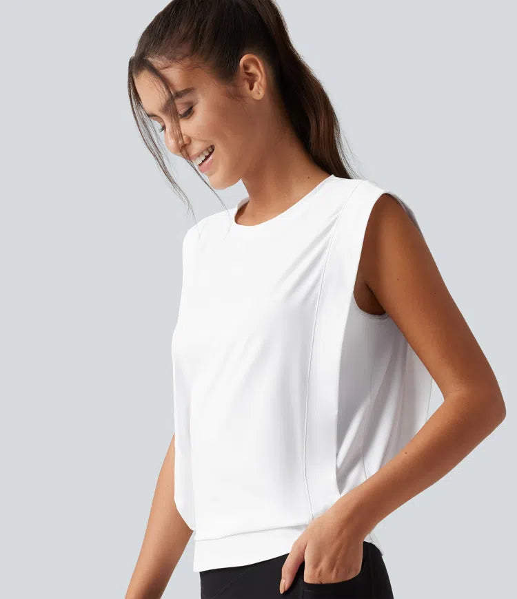 Round Neck Sleeveless Cool Touch Work Sports Top-UPF50+