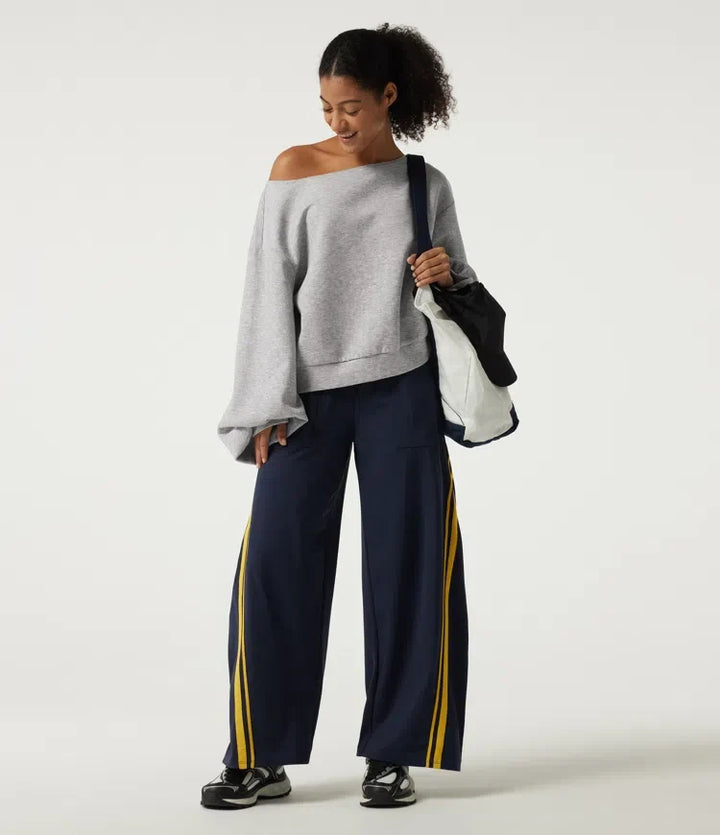 Boat Neck Long Sleeve Pullover Casual Sweatshirt