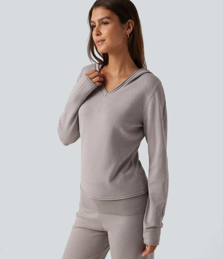 Hooded Long Sleeve Rolled Hem Lounge Jumper