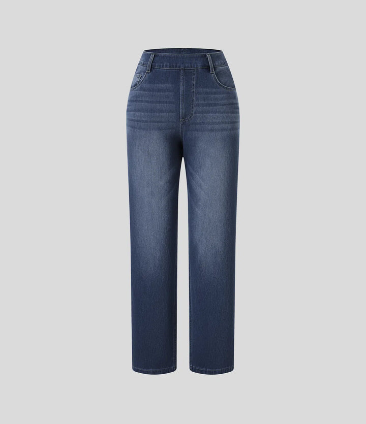 Halara Flex High Waisted Pockets Straight Leg Washed Casual Jeans