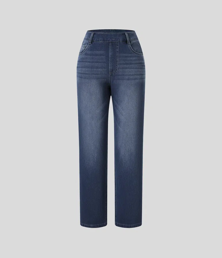 Halara Flex High Waisted Pockets Straight Leg Washed Casual Jeans