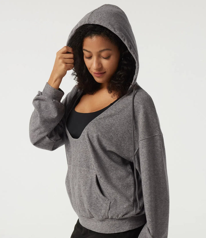 Hooded Long Sleeve Casual Pullover Sweatshirt with Pockets