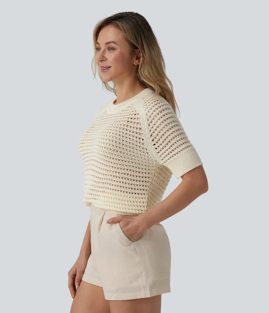Round Neck Short Sleeve Jumper