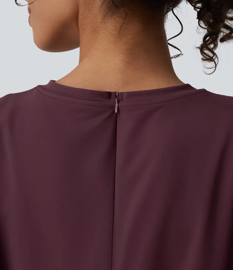 Round Neck Sleeveless Tie-front InstantCool Casual Playsuit with Pockets-Easy Peezy-UPF50+