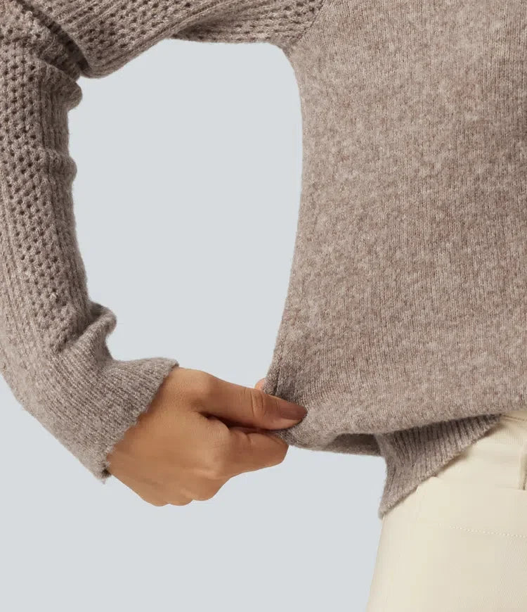 High Neck Long Sleeve Slim Work Jumper