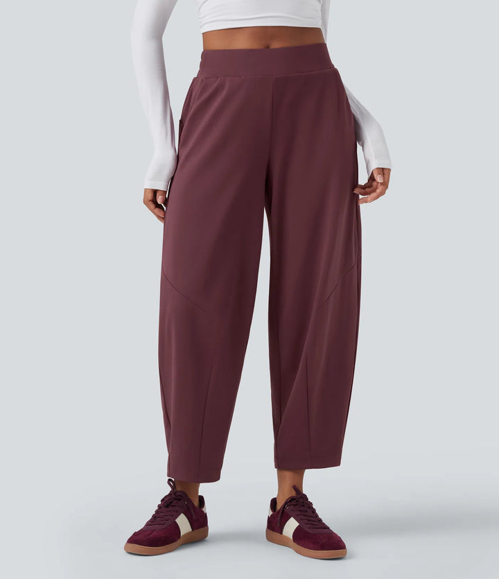 DayStretch Mid Rise Casual Barrel Leg 7/8 Trousers with Pockets