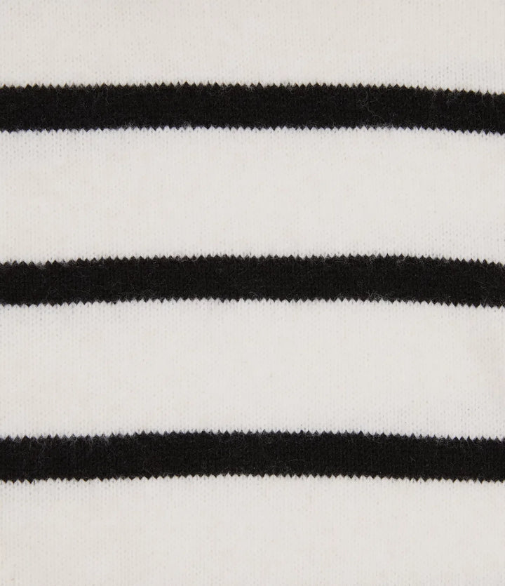 High Neck Long Sleeve Stripe Work Jumper