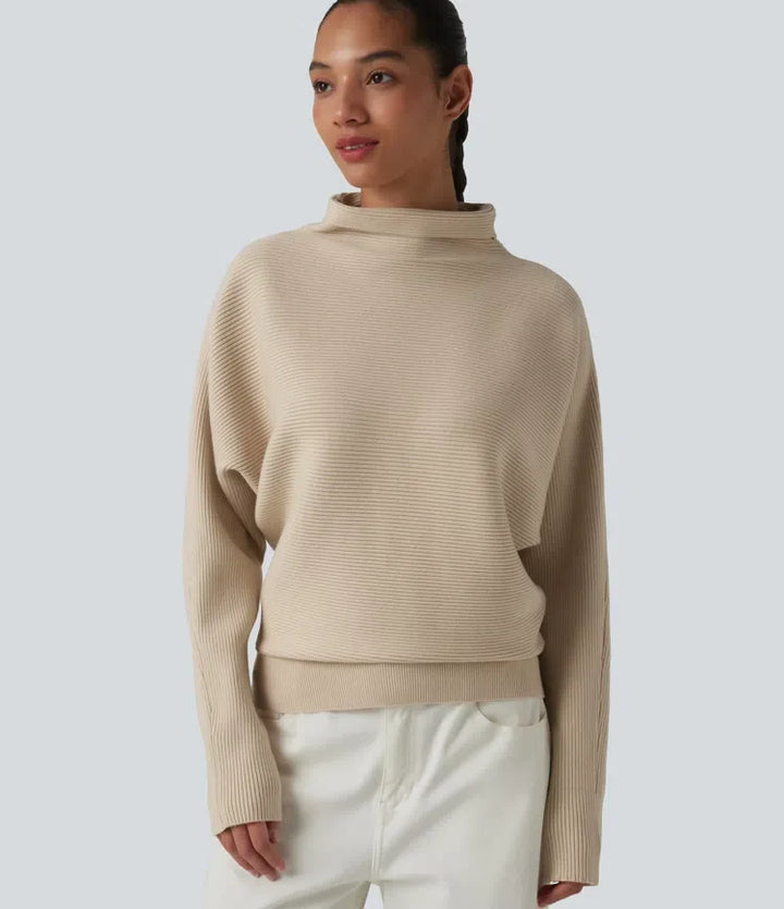 High-neck Batwing Sleeve Casual Jumper