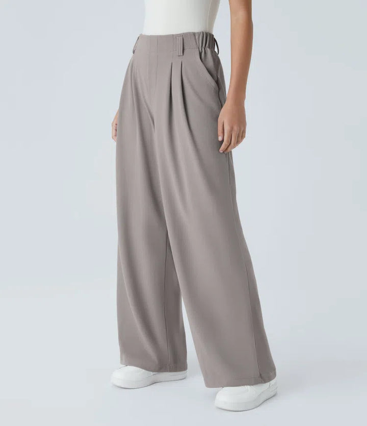 Halara Flex High Waisted Pocket Wide Leg Waffle Work Trousers