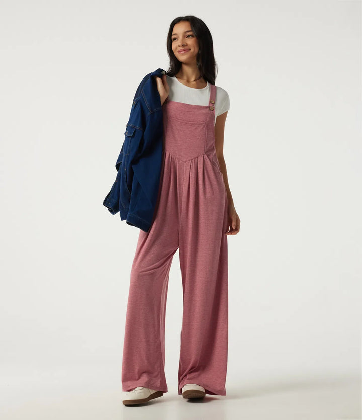 Heathered Casual Overalls with Pockets