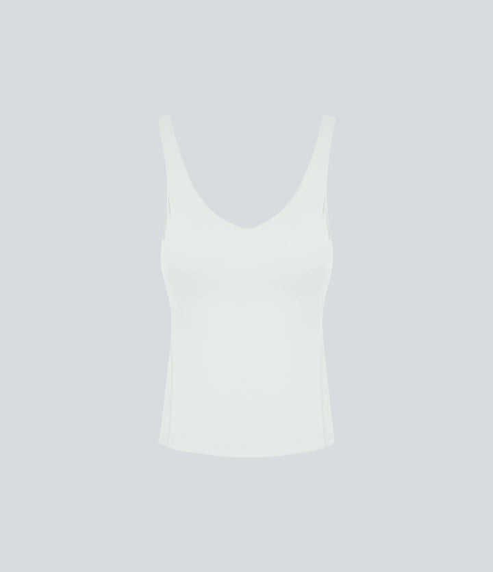 Softlyzero Plush Padded V Neck Plain Tank Vest Top