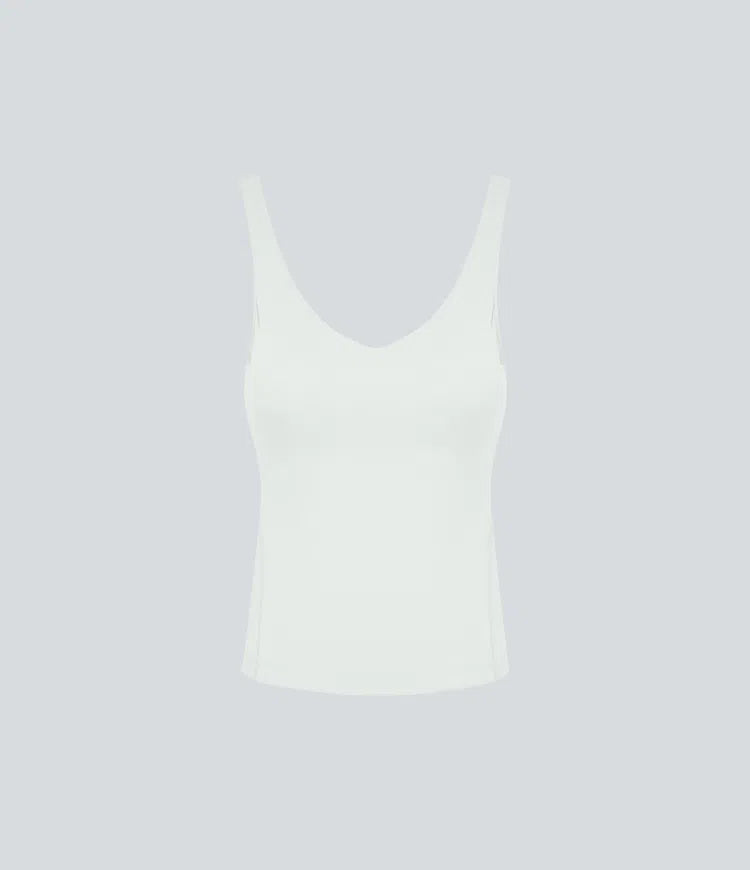 Softlyzero Plush Padded V Neck Plain Tank Vest Top