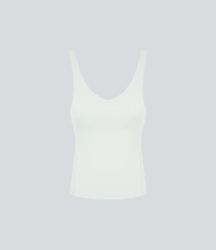Softlyzero Plush Padded V Neck Plain Tank Vest Top
