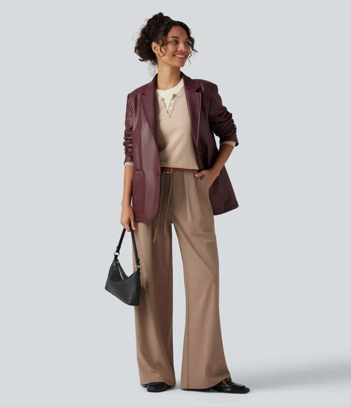 Halara Flex DayStretch Mid Rise Drawstring Wide Leg Work Trousers with Pockets