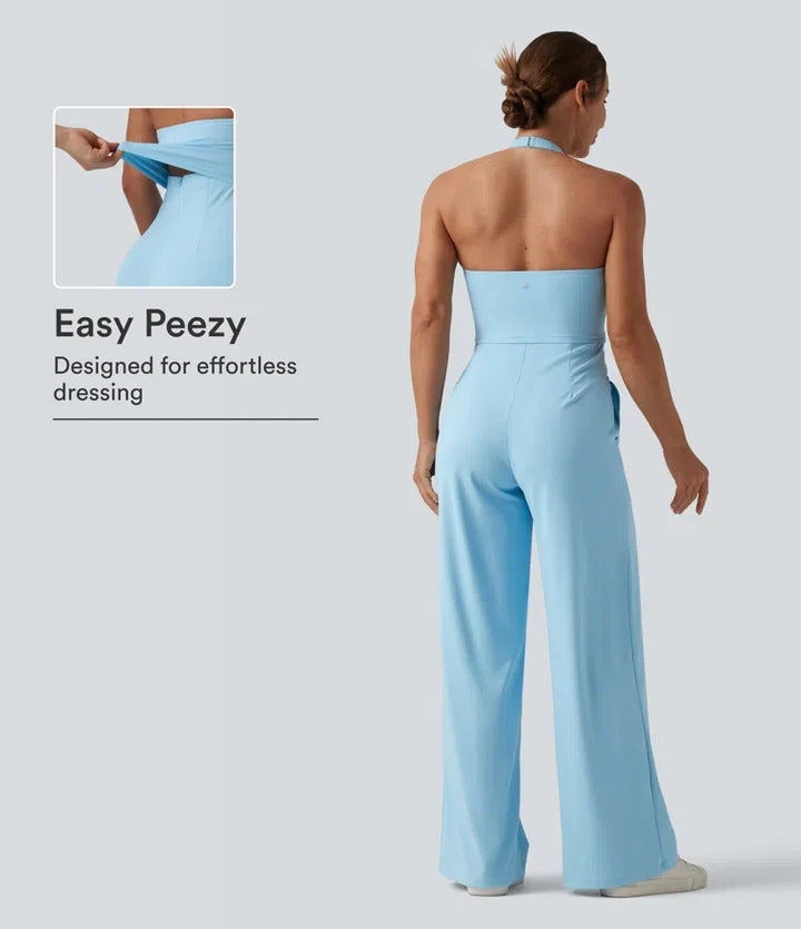 SoftlyZero Airy Halter InstantCool Casual Jumpsuit with Pockets-Easy Peezy Edition