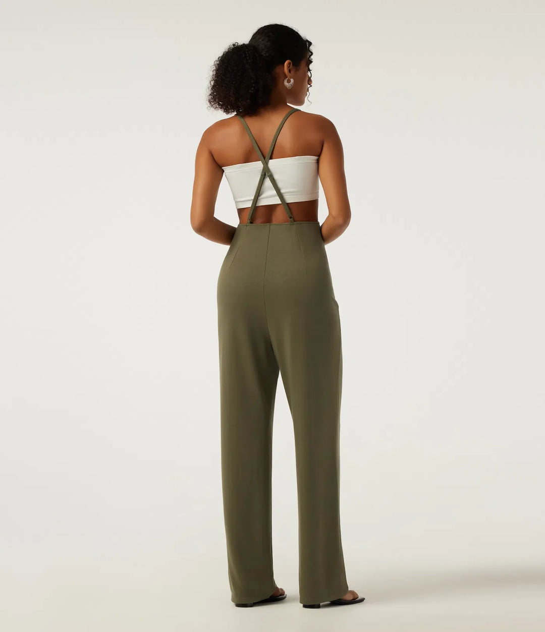 Square Neck Crisscross Straight Leg Casual Overalls with Pockets
