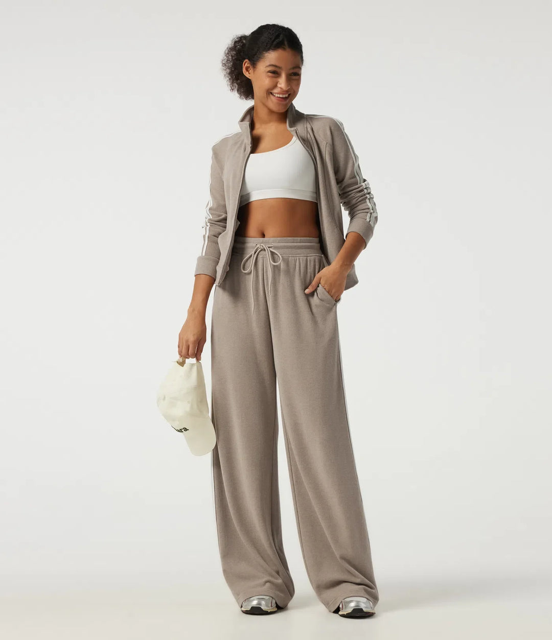 Mid Rise Drawstring Wide Leg Workout Trousers with Pockets