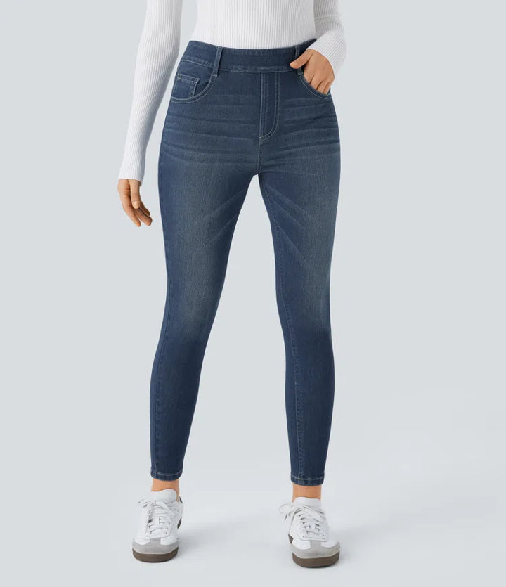 Halara Flex Mid Rise Pull On Pockets Casual Skinny Jeans