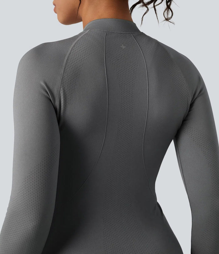 Seamless Flow Zipper Long Sleeve Thumb Hole Yoga Jacket