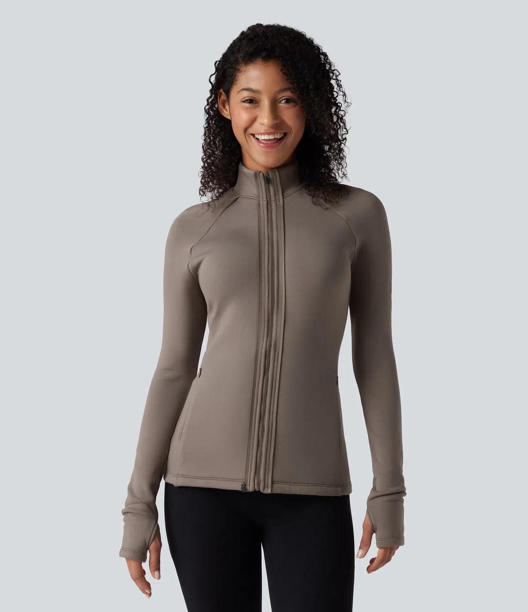 PuffFlex 3-in-1 High-Neck Long Sleeve Thumb Holes Fleece Jacket &amp;Quilted Vest with Pockets