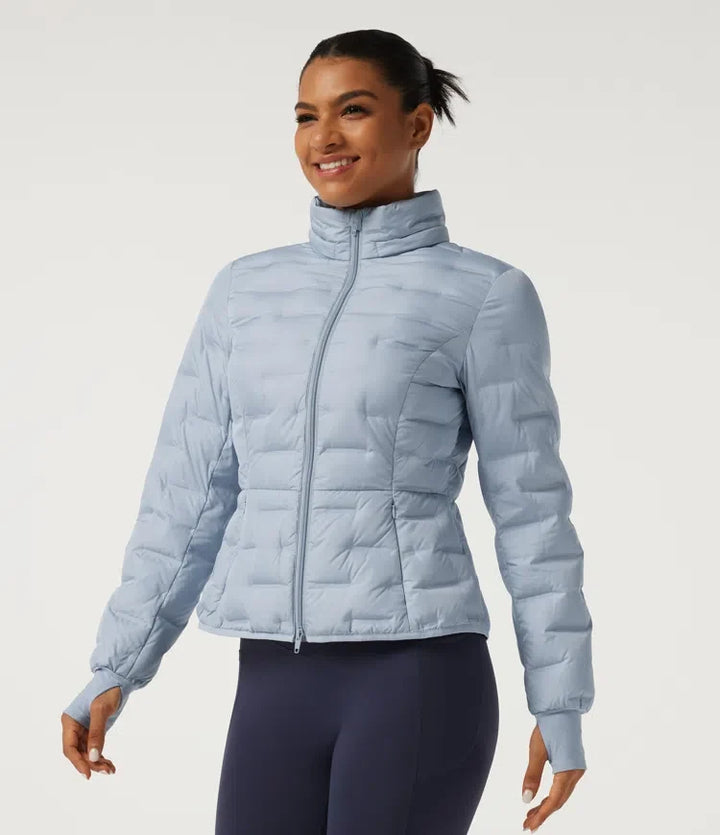 Removable Hood Long Sleeve Quilted Casual Down Jacket with Pockets and Thumb Holes