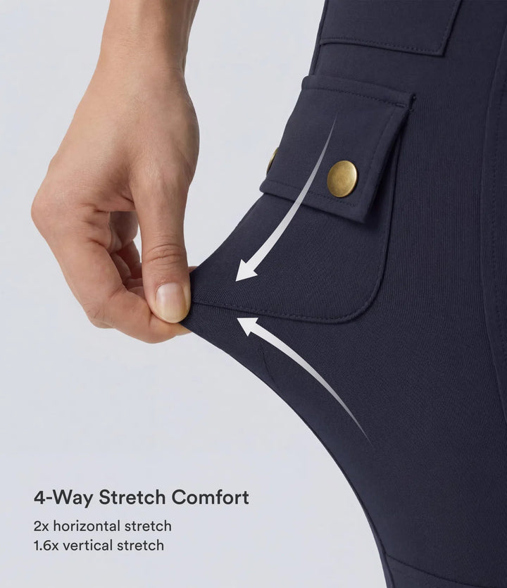 DayStretch High Waisted Zipper Pockets Solid Skinny Hiking Cargo Trousers