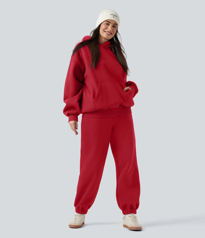 Hooded Long Sleeve Fleece Casual Cotton Sweatshirt with Pockets