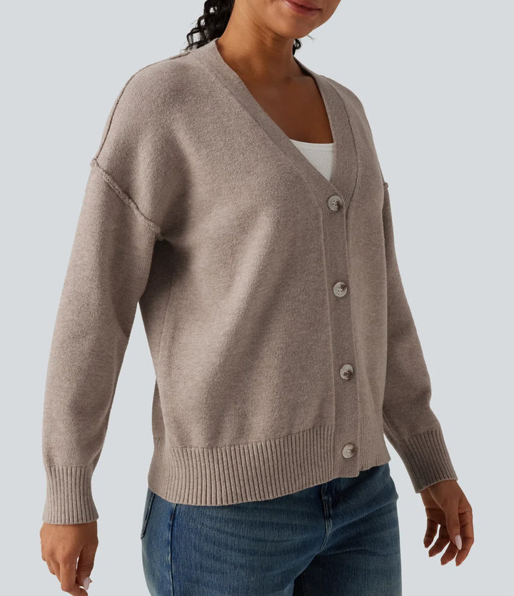 Dropped Long Sleeve Casual Cardigan