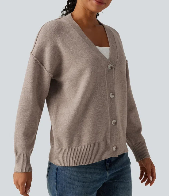 Dropped Long Sleeve Casual Cardigan
