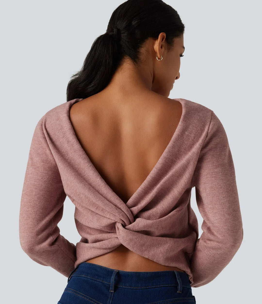 Round Neck Long Sleeve Twisted Casual Jumper
