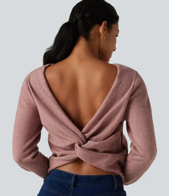 Round Neck Long Sleeve Twisted Casual Jumper